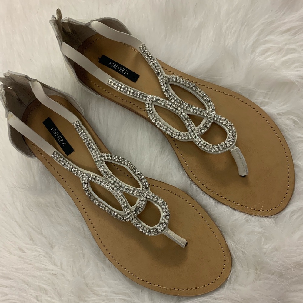 Forever 21 white crystal sandals